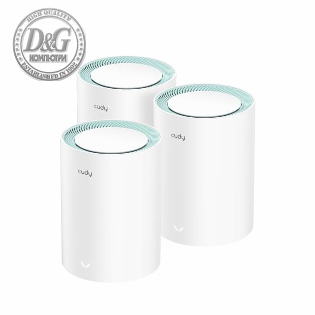 Безжична Mesh система Cudy M1300, 3-pack, AC1200 Dual Band, 2.4/5 GHz, 300 -  867 Mbps