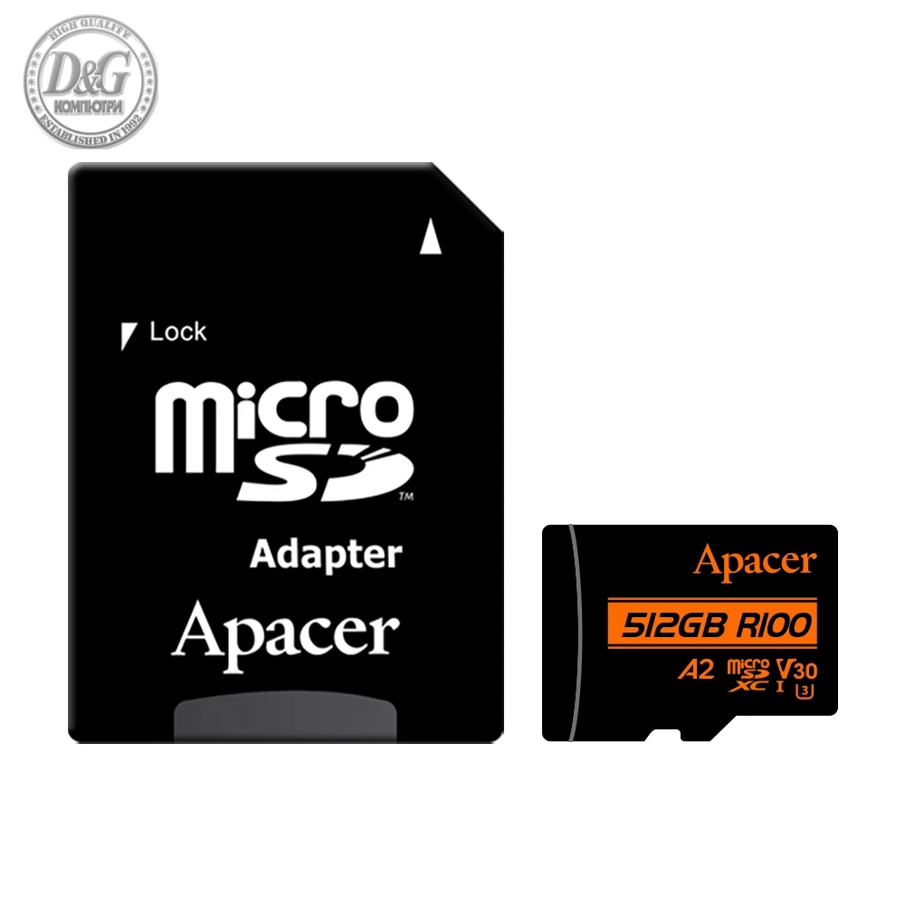 Apacer карта памет microSDXC 128GB UHS-I U3 V30 A2, Adapter - AP128GMCSX10U8-R