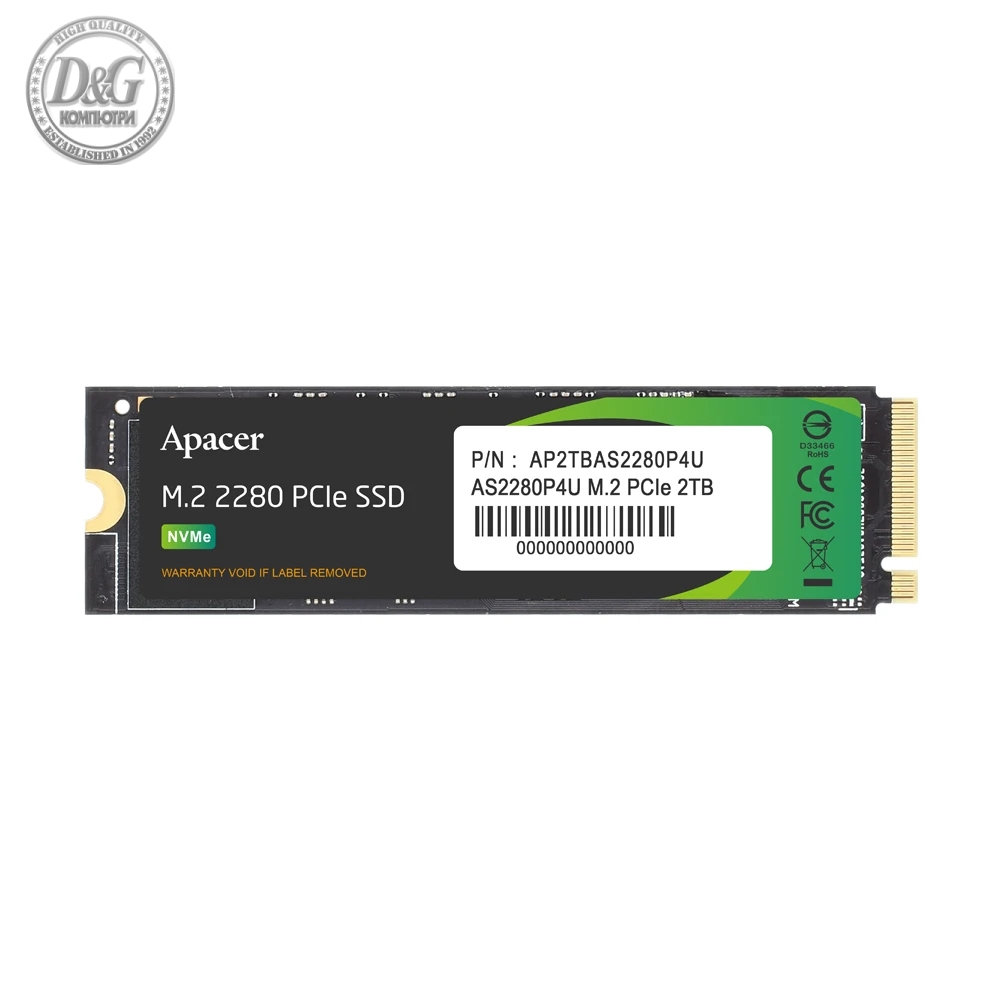 Apacer диск SSD M.2 PCIe AS2280P4U, 512GB - AP512GAS2280P4U-1