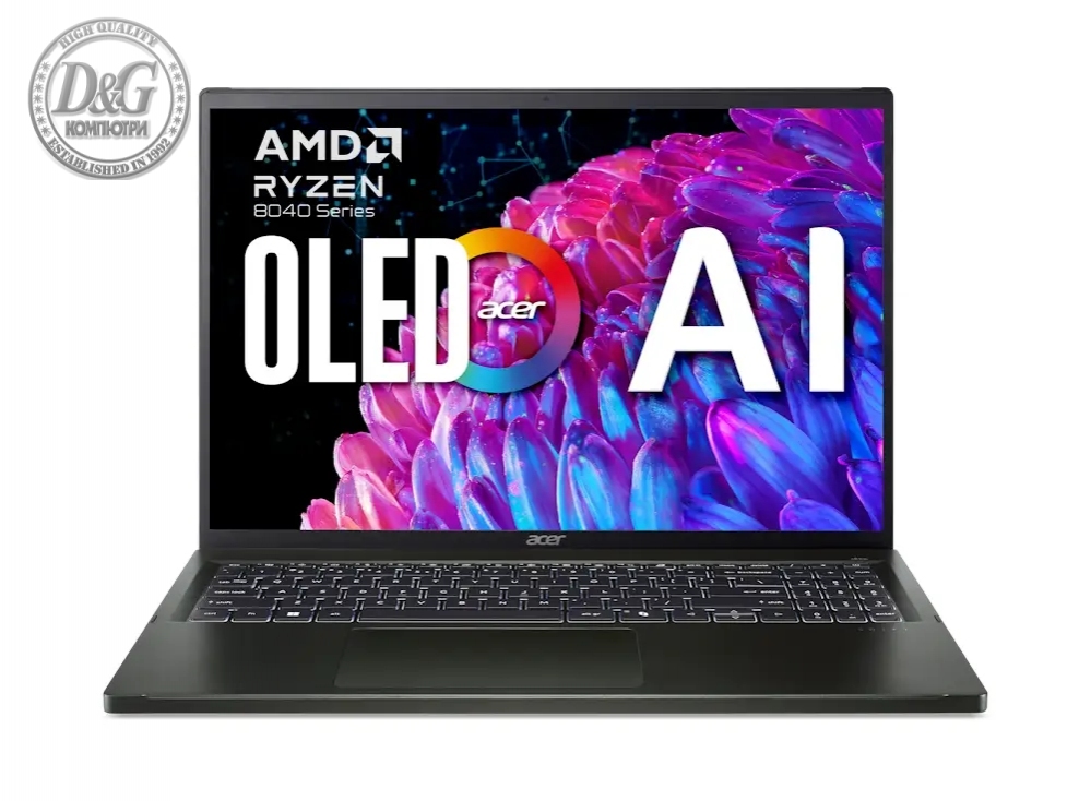 Acer Swift Edge SFE16-44-R72Z, AMD Ryzen 7 8840U with Personal AI(up to 5.1GHz, 16MB), 16" 3.2K OLED 120Hz, WQXGA+(3200x2000), 32GB LPDDR5, 1024GB PCIe NVMe SSD, AMD Radeon, Micro SD reader, QHD cam+mic, FPR, WiFi 6E, BT, KB Backlit, Win 11 Home, Black