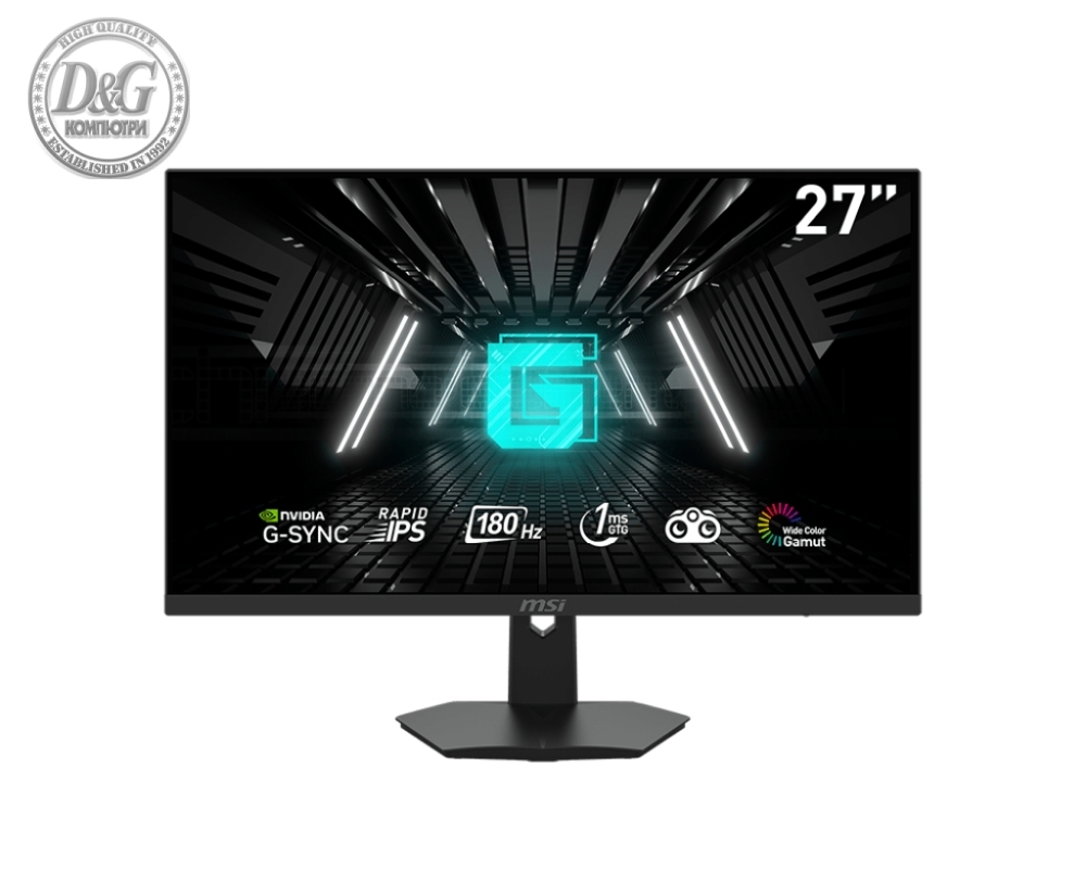 MSI G274F, 27", 180Hz, Rapid IPS, 1ms, 1920x1080 FHD, Nvidia G-sync compatible, Night Vision, Anti-Flicker, Less Blue Light, 250 nits, 1000:1, 100M:1, 2x HDMI, 1x DP, 1x Earphone out, Tilt, Console mode, Frameless, Vesa 75, Windows 11 Auto HDR supported