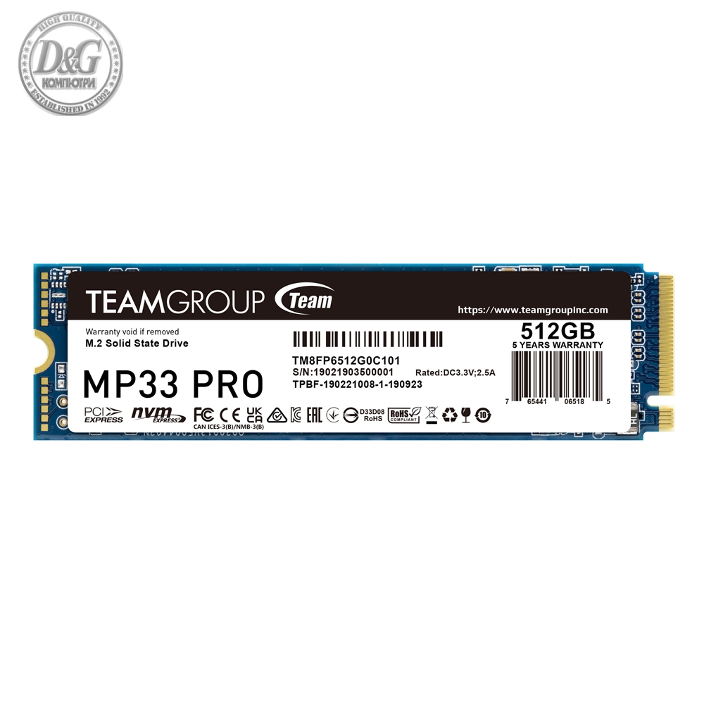 TEAM SSD MP33 PRO 512 M2 PCI-E