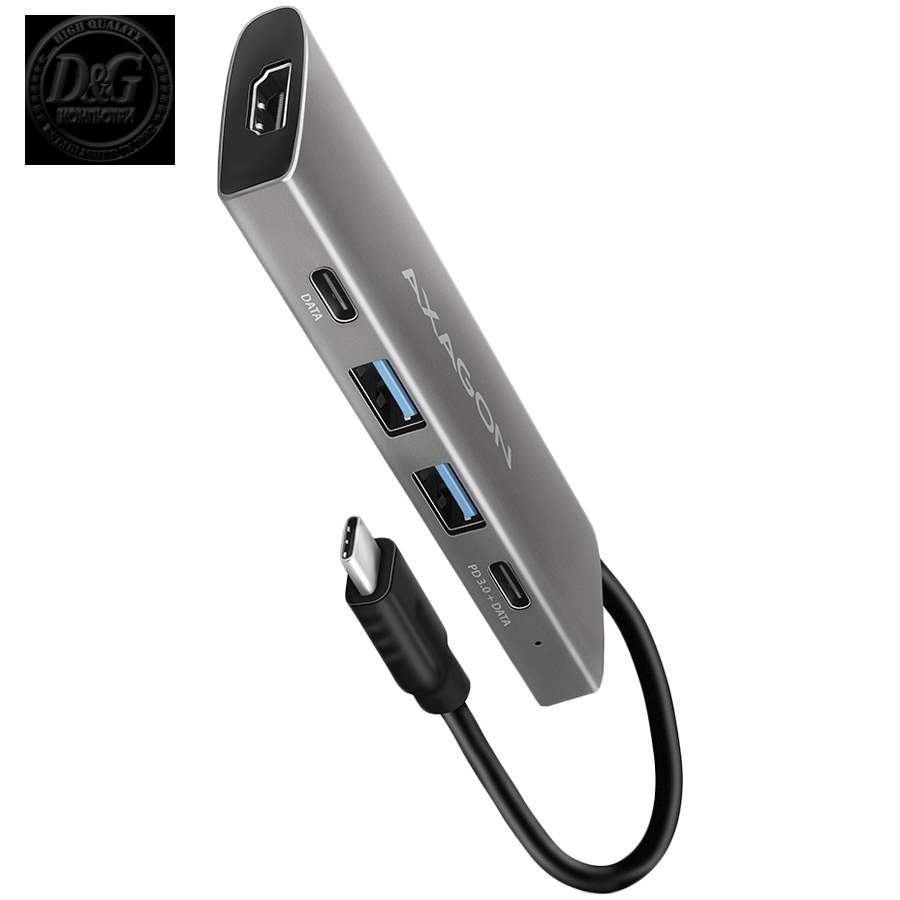 AXAGON HMC-5H USB-C 3.2 Gen 1 hub, 3x USB-A, 4K HDMI, PD 100W, 100cm USB-C cable