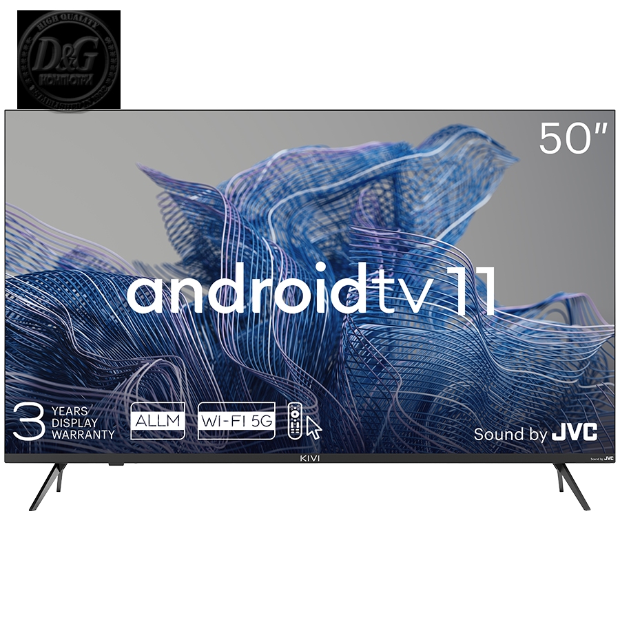 50', UHD, Android TV 11, Black, 3840x2160, 60 Hz, Sound by JVC, 2x12W, 70 kWh/1000h , BT5.1, HDMI ports 4, 24 months