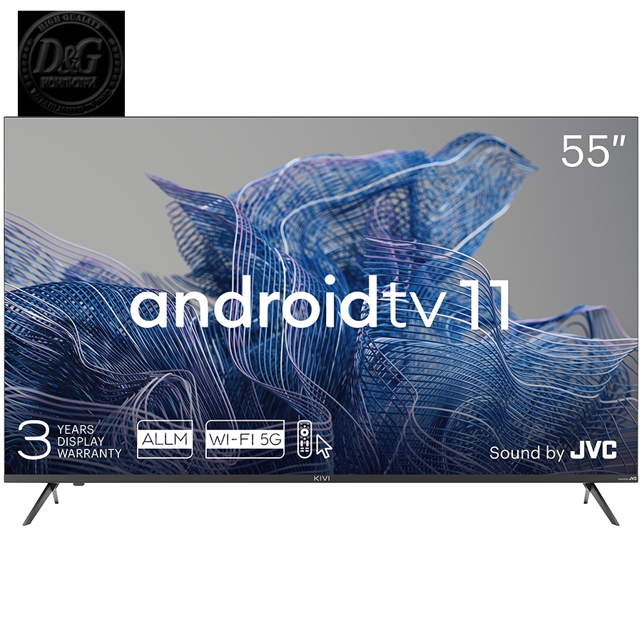 55', UHD, Android TV 11, Black, 3840x2160, 60 Hz, Sound by JVC, 2x12W, 83 kWh/1000h , BT5.1, HDMI ports 4, 24 months