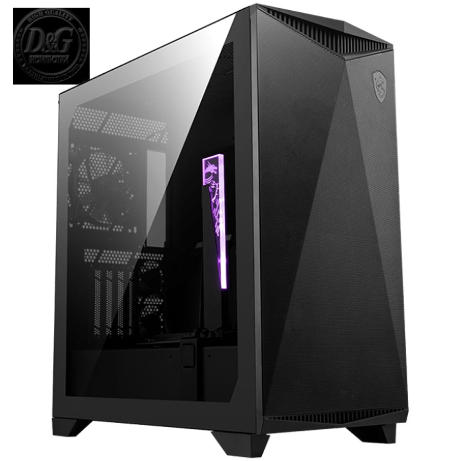 MSI MPG GUNGNIR 300P AIRFLOW, Mid-Tower, E-ATX/ATX/M-ATX/ITX, 2x USB 3.2 Gen 1 Type-A, 1x USB 3.2 Gen 2x2 Type-C, 1x Audio/1x Mic, ARGB Hub, 4x 120mm ARGB Fans, 1mm Perforated Front Panel, 3mm Tempered Glass