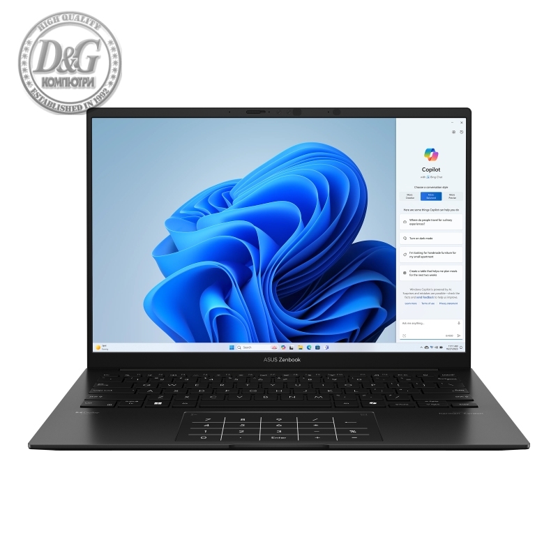 Asus Zenbook UM3406HA-QD036W,R7 HS(HAWK PT H),14." OLED,(1920 x 1200) , 16GB LPDDR5X,1TB  SSD, Windows 11 Home, Black