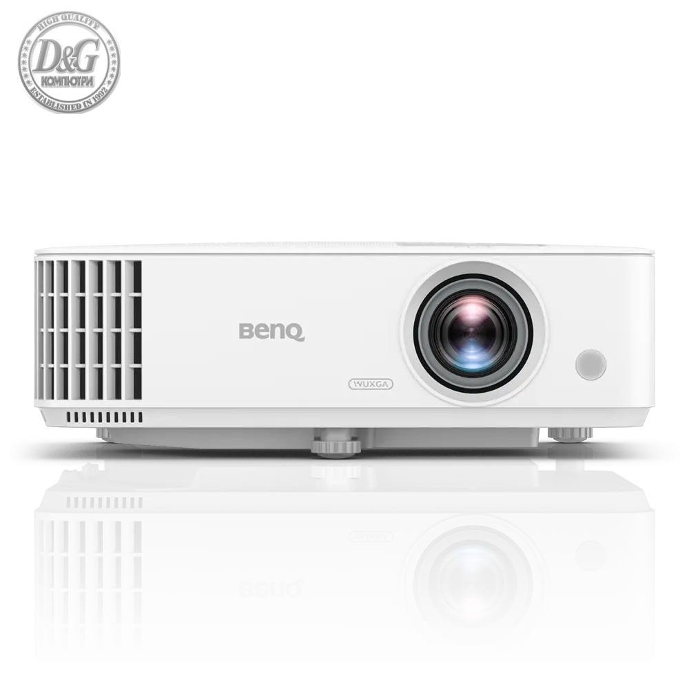 BenQ MU613 DLP, WUXGA; Brightness: 4000 AL; High contrast ratio 10,000:1; 1.1X zoom (1.5 - 1.65); 15,000 hrs lamp life (LampSave mode); 2.8 kg; Noise 29dB (eco); USB Type A x1 (1.5A); Speaker 2W x1; HDMI x2 (1 with MHL);  Audio-in, Audio out, White