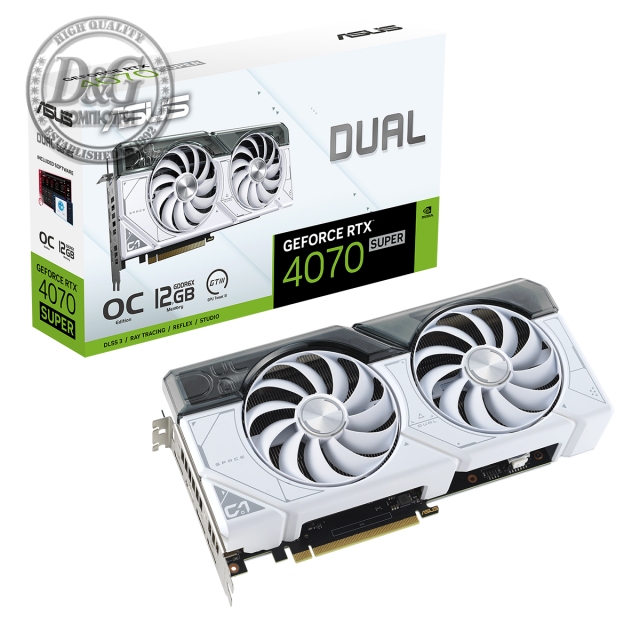 Видео карта ASUS DUAL GeForce RTX 4070 SUPER WHITE OC 12GB GDDR6X