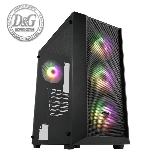 Кутия FSP CMT218 Mid-Tower 4 x ARGB 120mm Вентилатори - Black