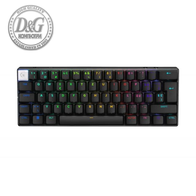 Геймърска клавиатура Logitech Pro X 60 Tactile black, KEYCONTROL, LIGHTSYNC, RGB, Черна