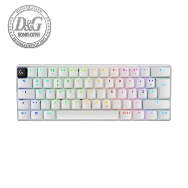 Геймърска клавиатура Logitech Pro X 60 Tactile White, KEYCONTROL, LIGHTSYNC, RGB, Бяла