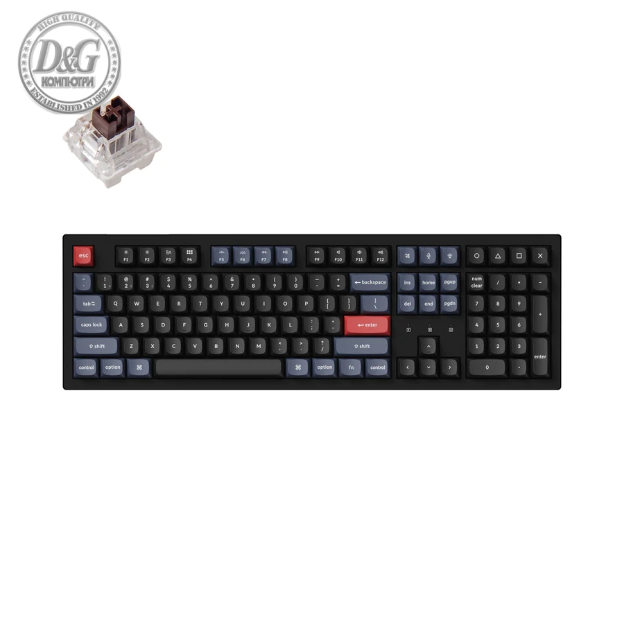 Геймърска Механична клавиатура Keychron K10 Pro QMK Hot-Swappable Full-Size K Pro Brown Switch White LED