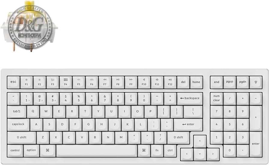 Геймърска Механична клавиатура Keychron K4 Pro White Hot-Swappable Full-Size K Pro Banana Switch White LED