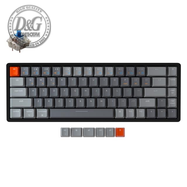 Геймърска Механична клавиатура Keychron K6 Aluminum 65% Gateron Blue Switch RGB LED Gateron Blue Switch ABS