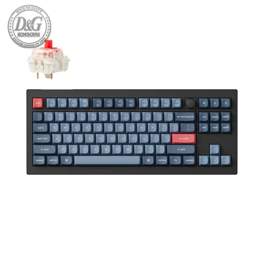 Геймърска Механична клавиатура Keychron V3 Max QMK, Carbon Black, Gateron Jupiter Red Switch, RGB Backlight