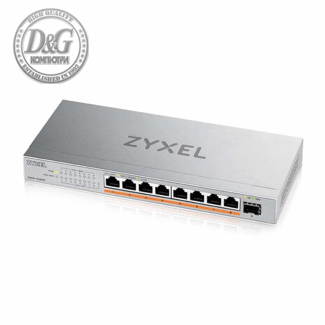 Суич ZyXEL XMG-108HP  8 портов 2,5Gb + 1xSFP+, 100W PoE++, неуправляем