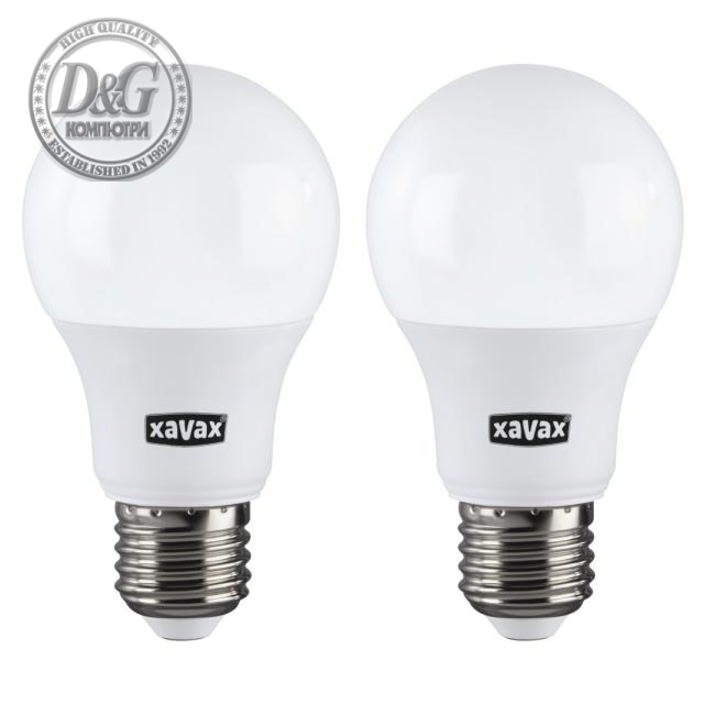 Xavax LED крушка, E27, 806 lm, 60W, топло бяла, 2 бр