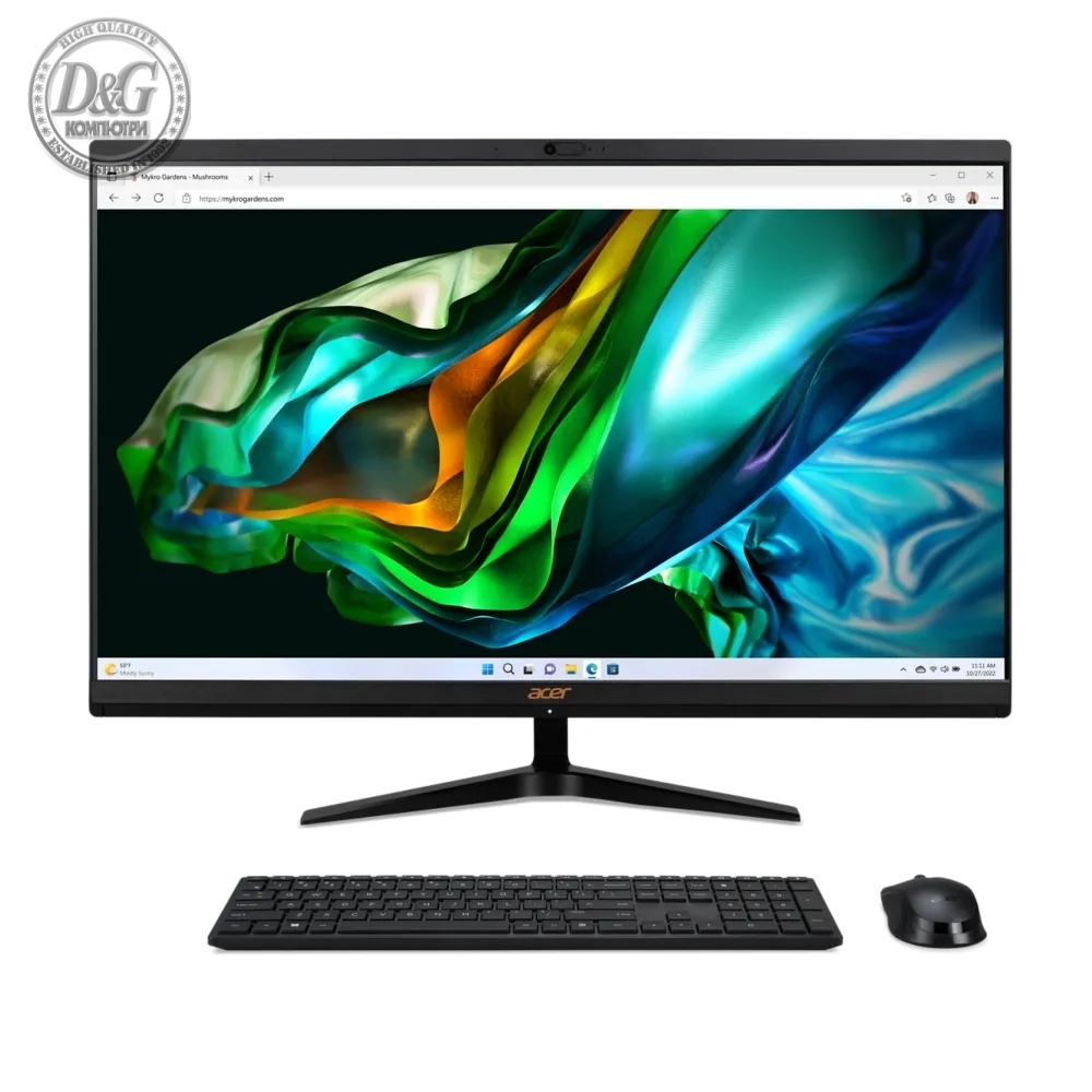 Acer Aspire C27-1800 27" FHD IPS AiO, Intel Core i5-12450H (up to 4.40GHz, 12MB), 16GB DDR4, 1024GB SSD, Free 2.5" HDD slot, no DVD, Intel UHD, HDMI out, USB 3.2, USB 2.0, Type- C, RJ-45, WiFi AX&BT, Cam + mic., KBD& Mouse USB, Tilt, NO OS, 2Y Warr.