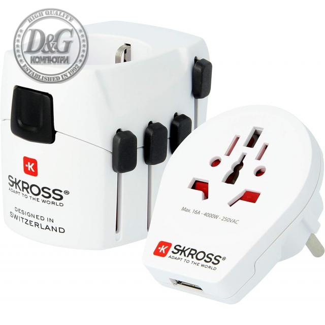 Адаптер SKROSS PRO USB, 1.302539, World, Бял