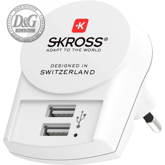 Адаптер-зарядно SKROSS Euro USB Charger 1.302421, 2 x USB-A, 2.4A