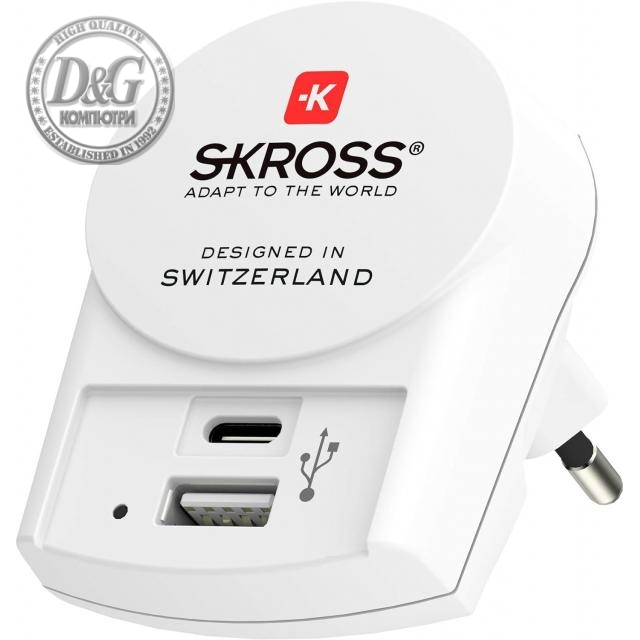 Адаптер-зарядно SKROSS Euro USB Charger 1.302423, USB-А, USB-C