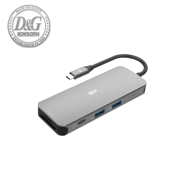 Докинг станция Silicon Power SR30 8 в 1 USB-C, HDMI 4K, USB 3.2, Ethernet Port, MicroSD слот