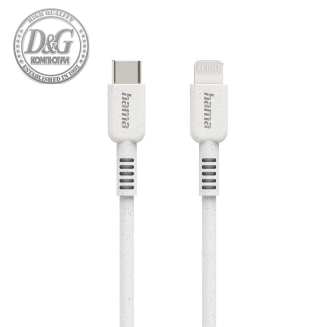 Кабел за зареждане HAMA &quot;Eco&quot;, USB-C - Lightning, 1 м, бял