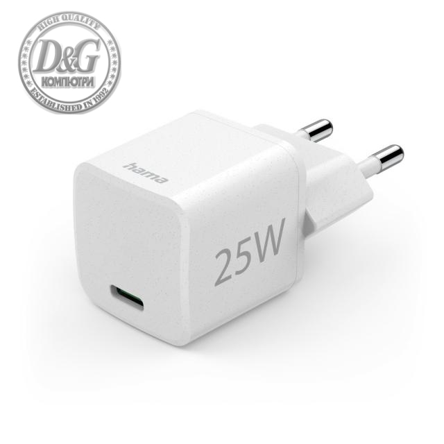 Бързо мини зарядно HAMA &quot;Eco&quot;, USB-C (PD) / Qualcomm&reg; 3.0, 25 W, бяло