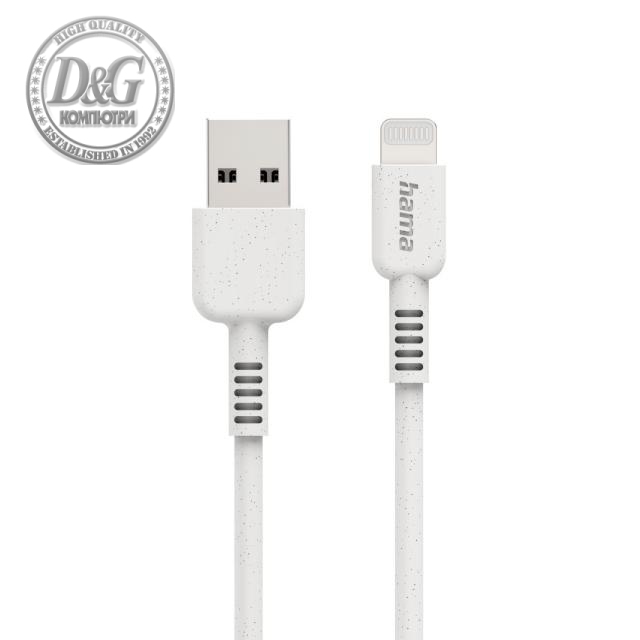 Кабел за зареждане HAMA &quot;Eco&quot;, USB-A - Lightning, 1 м, бял