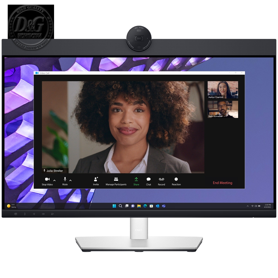 Monitor DELL P2424HEB Video Conferencing 24", 1920x1080 FHD, IPS Antiglare, 16:9, 1000:1, 250 cd/m2, 8ms/5ms, 178/178, 2xDP, HDMI, 2xUSB-C (DP/PD), USB-B, 3xUSB-A, RJ-45, Audio line out, 2x5W Speaker, Cam, Mic, Tilt, Swivel, Pivot, Height Adjust, 3Y