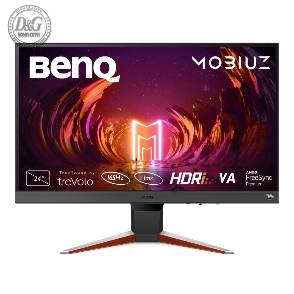 BenQ MOBIUZ EX240N 23.8" VA, 1920x1080 FHD, 1ms 165Hz, 250 cd/m2, FreeSync Premium, HDMI 2.0, DP, HDRi, B.I.+, treVolo 2x 2.5W speakers, Tilt (down/up) -5 - 15°, Eye-care VESA 100x100, Silver