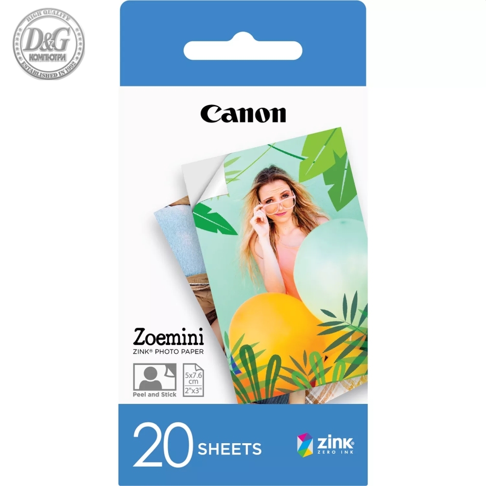 Canon Zink Paper ZP-203020S 20 Sheets (5 x 7.6 cm) for Zoemini Portable Printer