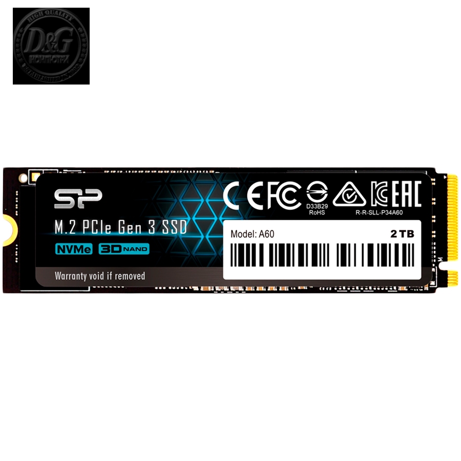 Silicon Power Ace - A60 2TB SSD PCIe Gen 3x4 PCIe Gen3 x 4 & NVMe 1.3, SLC Cache, HMB - Max 2200/1600 MB/s, EAN: 4713436129899