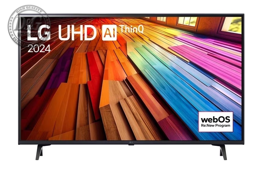 LG 43UT80003LA, 43" 4K UltraHD TV 4K (3840 x 2160), DVB-T2/C/S2, webOS 24 Smart TV, ThinQ AI, Alpha 5 AI 4K Gen7, WiFi, HDR10 pro, HLG, ALLM/HGiG, AI Upscaling, AI Sound(Virtual 9.1.2 Up-mix), AirPlay, Quick Card, HDMI eARC, CI, LAN, USB, Bluetooth, 2 Po