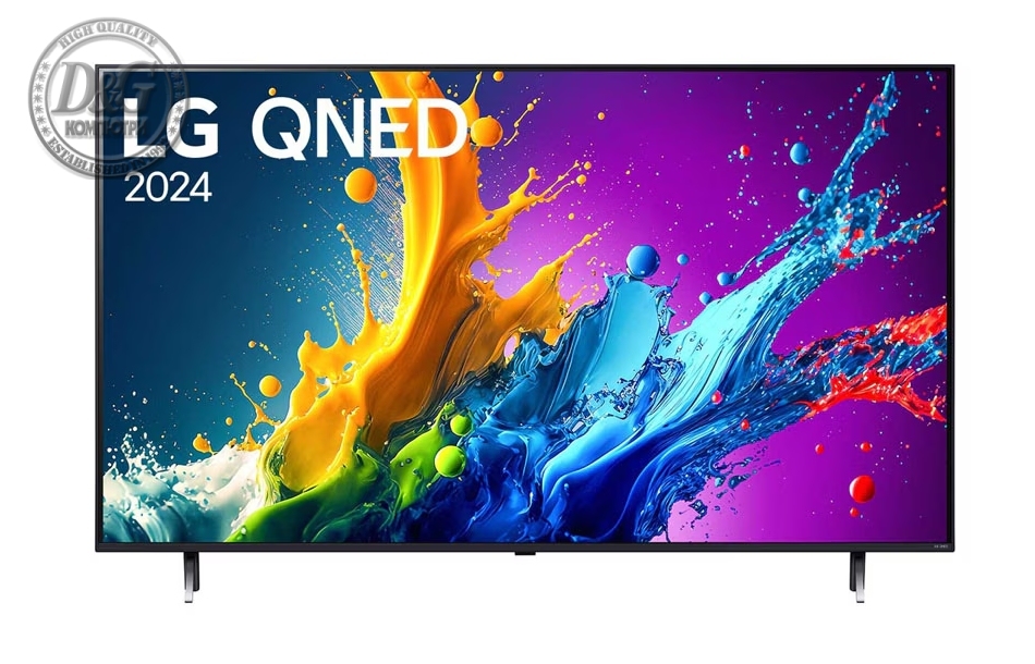 LG 65QNED80T3A, 65" 4K QNED HDR Smart TV, 3840x2160, DVB-T2/C/S2, Alpha 5 AI 4K Gen7, HDR 10 PRO, webOS 24 ThinQ, 4K Upscaling, WiFi 5, Voice Controll, Bluetooth 5.1, AirPlay 2, LAN, CI, HDMI, SPDIF, 2 pole Stand , Silver