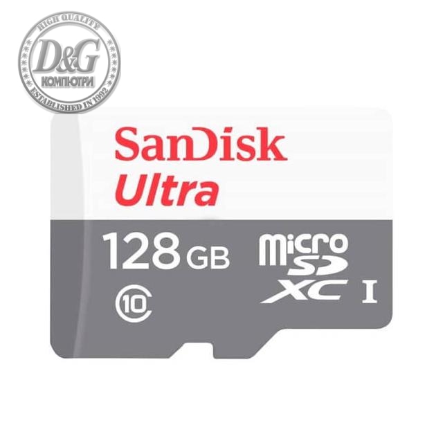 Карта памет SANDISK Ultra microSDXC UHS-I, 128GB, Class 10, 100Mb/s