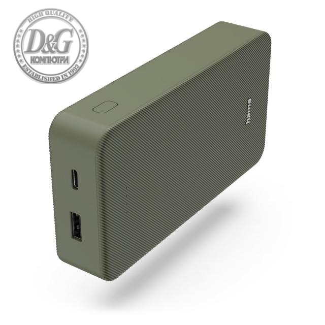 HAMA Външна батерия &quot;Colour 20&quot;, 20000 mAh, 2 изхода: USB-C, USB-A, зелена