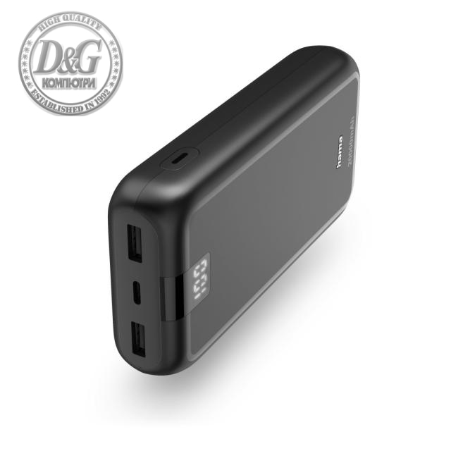 HAMA Външна батерия Power pack &quot;Performance 20&quot;, 20000 mAh, 3 изхода: USB-C, 2x USB-A