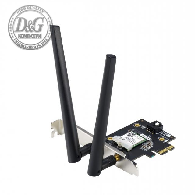 Безжичен адаптер ASUS PCE-AX1800 WiFi 6 PCI-e две външни антени и Bluetooth 5.2