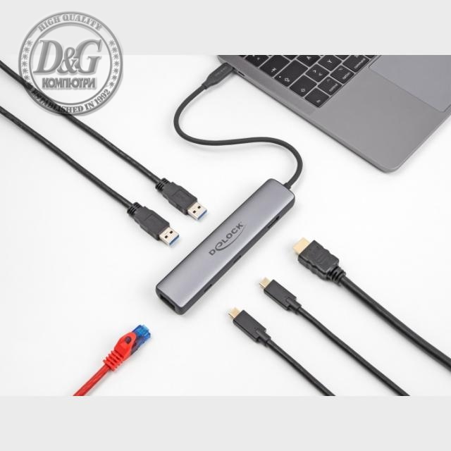 Докинг станция Delock USB 40 Gbps USB Type-C, 8K - HDMI / USB 10 Gbps / 2.5 Gigabit LAN / PD 3.0 100 W