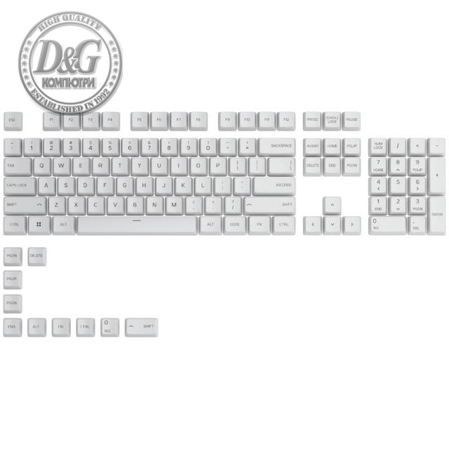 Капачки за механична клавиатура Glorious GPBT - 114 PBT keycaps Arctic White