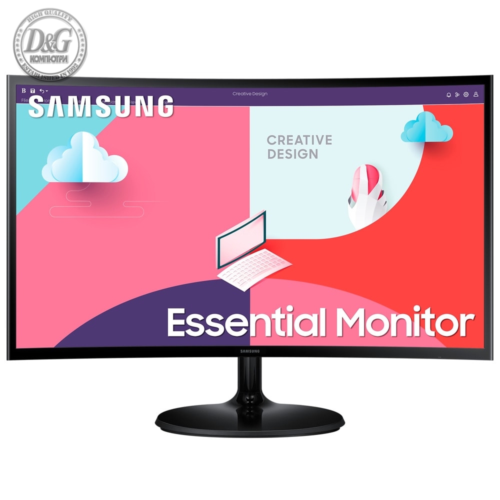 Monitor LED Samsung LS24C360EAUXEN S36C, 24" FHD Curved 1800R 16:9 (1920x1080) VA 75Hz, 250 cd/гЋЎ, 3000:1, 4ms, 178/178, FS, 1xVGA 1xHDMI, Tilt, VESA 75x75, 2Y