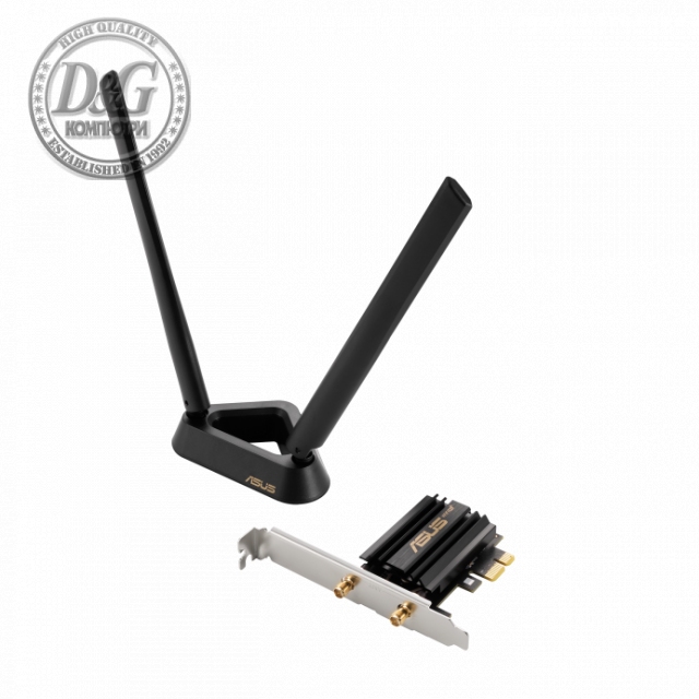 Безжичен адаптер ASUS PCE-AXE59BT WiFi 6E PCI-e две външни антени и Bluetooth 5.2