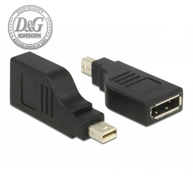 Адаптер Delock, mini DisplayPort 1.2 мъжко - DisplayPort женско, 4K, 90&deg;, Черен