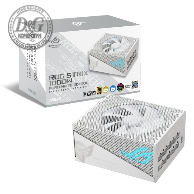 Захранващ блок ASUS ROG Strix 1000W 80+ Gold Aura White Edition, ATX 3.0, PCIe 5.0 Ready