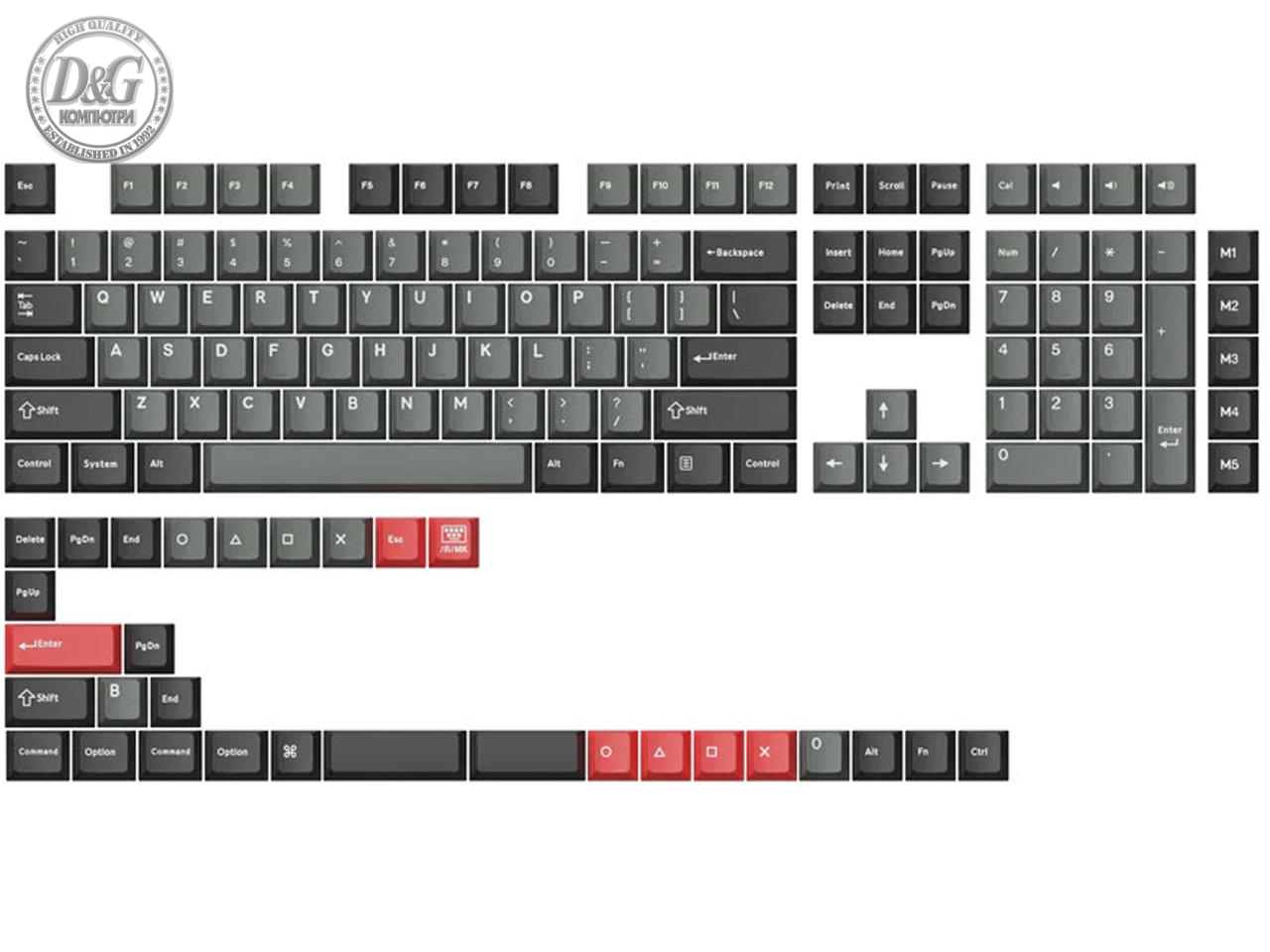 Капачки за механична клавиатура Keychron Cherry Profile Double - Shot PBT Full Set 143 Keycaps - Dolch Red