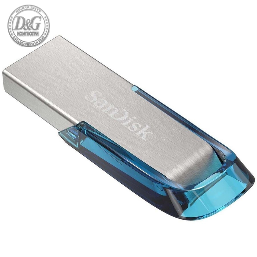 SanDisk Ultra Flair 128GB, USB 3.0, 150MB/s read - Tropical Blue , EAN: 619659163082