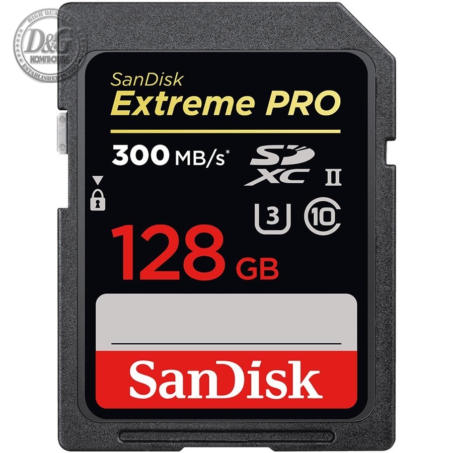 SanDisk Extreme PRO 128GB SDXC Memory Card up to 300MB/s, UHS-II, Class 10, U3, V90, EAN: 619659186647