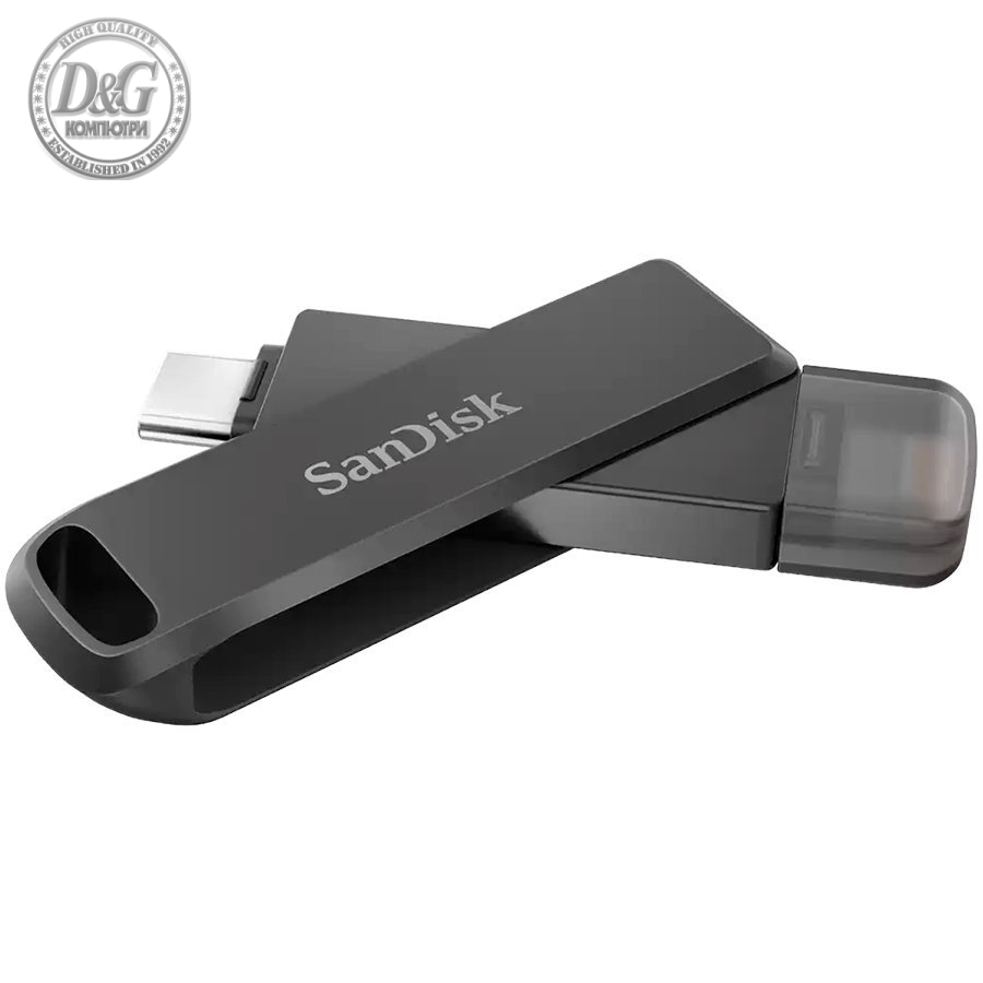 SanDisk iXpand Flash Drive Luxe 256GB - USB-C + Lightning - for iPhone, iPad, Mac, USB Type-C devices including Android, EAN: 619659181970